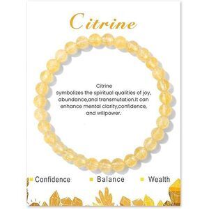 Citrine Bracelet For Women 6Mm Handmade Stretch Citrine Crystal Bracelet Stretch